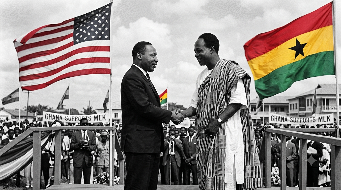 An AI-generated image of Martin Luther King and Nkwame Nkrumah